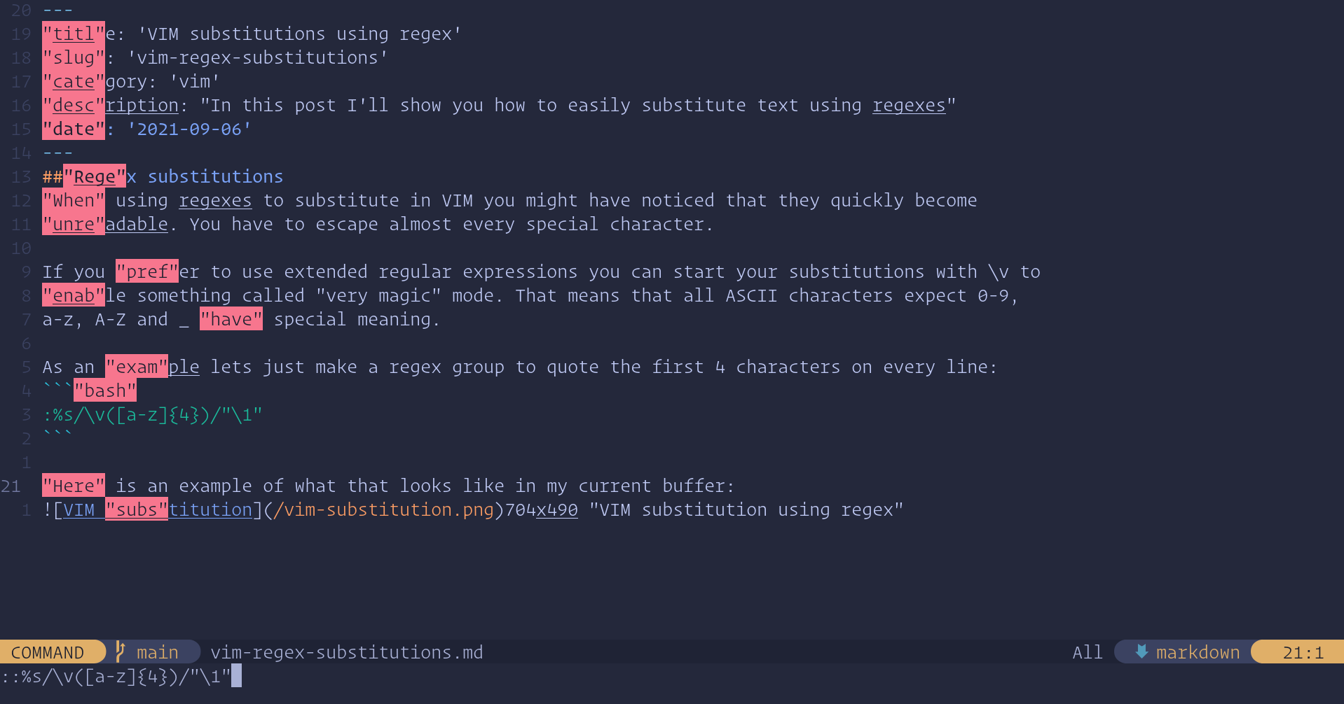VIM substitution
